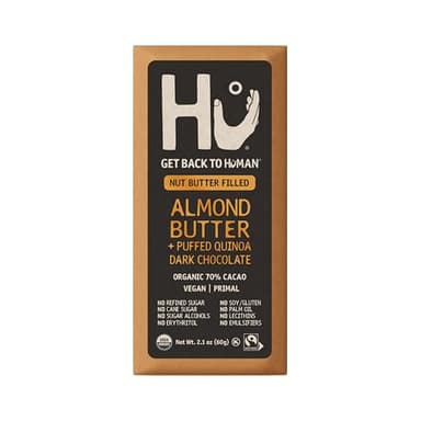Hu Almond Butter + Puffed Quinoa Dark Chocolate Bar, 2.1 Ounce Bar, 1 Count