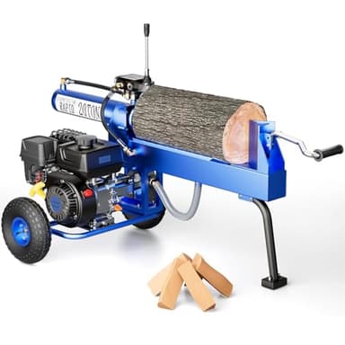 20-Ton Gas Log Splitter, 209CC 7HP Hydraulic Wood Splitter for Firewood 20" x 16", 2 Stage Gear Pump & 8 Seconds Fast Auto Return, Heavy Duty Gas Power Log Splitters, Horizontal Firewood Splitter