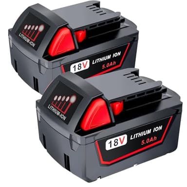 Epowon 5.0Ah Replacement Battery for Milwaukee 18V Battery Compatible with Milwaukee M18 Battery 48-11-1850 48-11-1852 48-11-1820 48-11-1828 48-11-1830 Cordless Power Tools 2 Pack