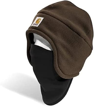 Carhartt Men's Fleece 2-in-1 Headwear,Dark Brown,One Size
