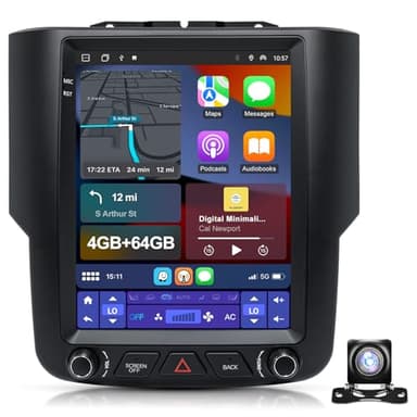 9.7" Car Radio Upgrade for Dodge Ram 2013-2018 1500 2500 3500,Wireless CarPlay Android Auto,Android 13 Head Unit with WiFi SWC GPS 1080P Backup Camera 4+64GB