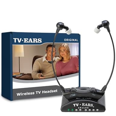 TV Ears Original Wireless Headsets System, TV Hearing Aid Devices works best with Analog TV's, Hearing Assistance, TV Listening Headphones for Seniors and Hard of Hearing. Voice Clarifying, Doctor Recommended - 11641, Black