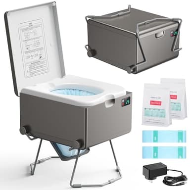 Modiwell Dry Flush Toilet – Waterless, Odorless, Self-Contained | Rechargeable Portable Toilet for RVs, Van, Boat, Tiny House, Off-Grid | Easier to Use Than Composting or Incinerator Toilets