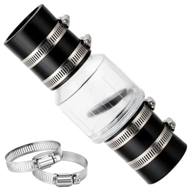 1-1/2 Inch Silent Sump Pump Check Valve, Spring-Loaded Quiet Check Valve for Backflow Prevention, Clear Body with Stainless Steel Clamps, Fits 1-1/2” Pipe