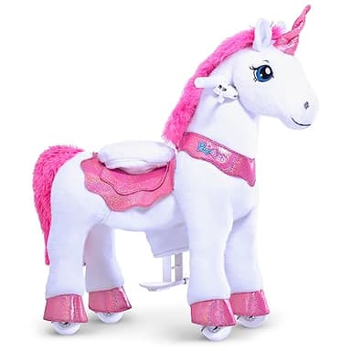 PonyCycle Ride on Unicorn Riding Unicorn Toys, Essential Model E Unicorn Gifts Ride on Pony for Girls (30" Height/Size 3 for Age 3-4) Plush Interactive Riding Horse Ride on Horse Toys Animal Pink E312