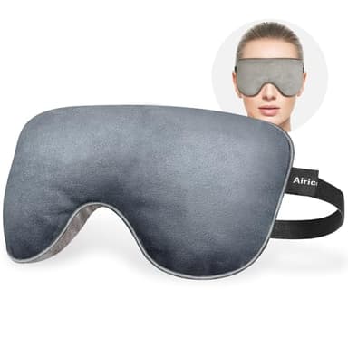 AiricePac Lavender Heat Eye Mask, Microwavable Moist Heating Pad for Dry Eyes, Blepharitis & Stye, Blue, Soft & Durable, Adjustable Strap