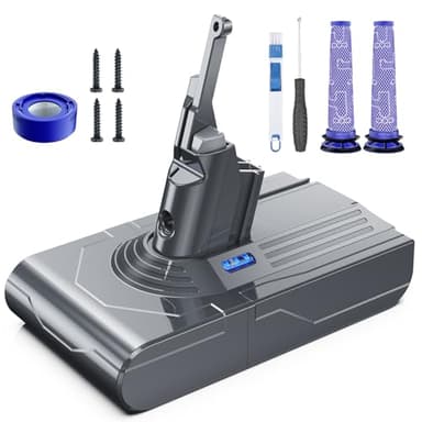 Morpilot 21.6V 8000mAh Battery Replacement for V8, Compatible with SV10 V8 Animal V8Motorhead V8Absolute V8Carbon Fiber V8Fluffy Series Cordless Vacuum, 1 Post-Filter and 2 Pre-Filters