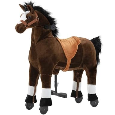 Ride on Horse for Big Kids, Horse Ride on Toy for 4 to 9 Years Old, (35.8'' Height) Riding Horse Rider Mechanical Walking Action Plush Animal, No Battery or Electricity, Max Load 165LBS - Brown