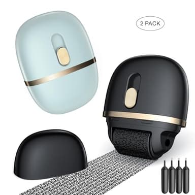 Lomil Identity Theft Protection Roller Stamps 2 Pack - Confidential Roller Stamp with 4 Refills - Wide Ink Roller Identity Protection for ID Blockout, Privacy & Security(Black+Blue)