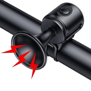 Powvine Electric Bike Horn 130db Loud Bicycle Horn，Bicycle Horns for 22.2-32mm Handlebars Bike Horn for Adults with 3V Battery,Easy Installation Bike Bells for Adults Kids Mountain Bike/Scooter/Ebike