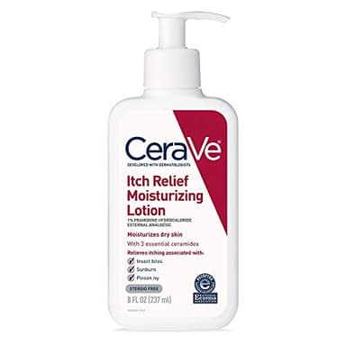 CeraVe Anti Itch Moisturizing Lotion with Pramoxine Hydrochloride, Relieves Itch with Minor Skin Irritations, Sunburn Relief, Bug Bites, 8 Ounce