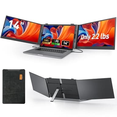 Vixtan 2.2lb Ultra-Light Laptop Screen Extender, 14" Triple Portable Monitor for Laptop, Ultra-Thin 1080P FHD Monitors for 13-17.3" Laptops, Triple Monitor Extended for Windows/Mac/Chrome