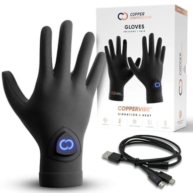 Copper Compression CopperVibe Vibration & Heat Gloves - Heated Hand Massage