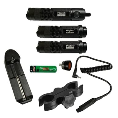 Elusive Wildlife Piglet Mini Archery Light Package – Compact Bow-Mounted Three Hunting Light Kit Green, Red and White for Hog & Predator Hunting – Adjustable Mount, Battery & Charger Included