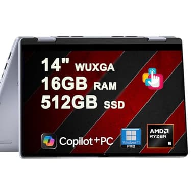 Dell Inspiron 14 7445 2-in-1 Laptop 14" WUXGA Comfortview Touch AMD 6-core Ryzen 5 8640HS (>i7-1355U) 16GB DDR5 512GB SSD Backlit for Designer Business Professional Work Win11Pro w/Copilot AI