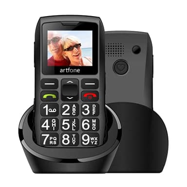 artfone C1+4G Big Button Mobile Phone for Elderly丨USB-C, Charging Dock丨1800mAh Battery丨Easy to Use Basic Elderly Phone丨SIM Free Unlocked Senior Mobile Phone丨SOS Button丨FM Radio丨Time Reporting - Black
