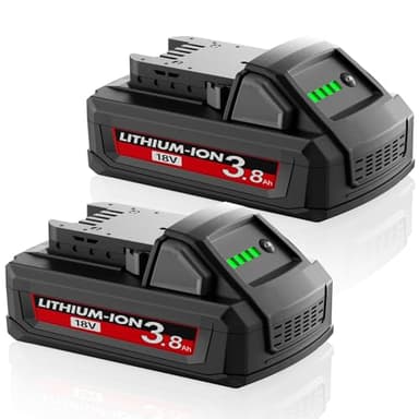 2Pack 3.8Ah Replacement for Milwaukee M18 Battery 18V Lithium Battery Compatible with 18 Volt 48-11-1850 48-11-1865 48-11-1852 48-11-1840 48-11-1820 48-11-1828 Cordless Power Tools