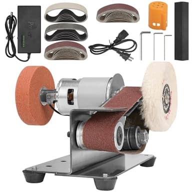 Multifunctional Electric Knife and Tool Sharpener, 7 Adjustable Speed Knife Making Belt Grinder Knife Sharpening System - For Hunting, Serrated & Kitchen Knives, Wood, Plastic, Crafts