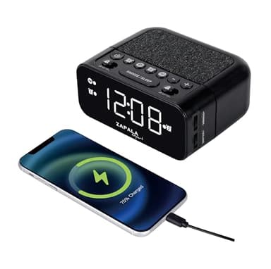 ZAPALA expert Alarm Clock Radio, 2 Alarms Large LED Display Digital FM Clock Radio with USB Charging Port, Adjustable Volume & Dimmer Control, Snooze for Deep Sleepers Kids Elderly