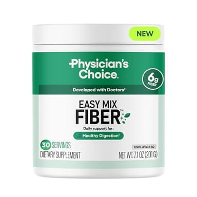 Physician's CHOICE Easy Mix Fiber for Digestive Health & Regularity - No Grit, Sugar Free, & Tasteless - Daily Prebiotic Soluble Fiber Powder Supplement for Women and Men - Unflavored - 7.1oz
