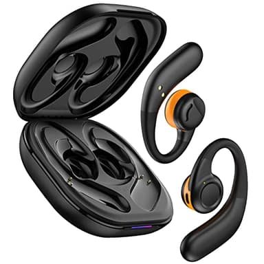 Jzones Open Ear Headphones Wireless Bluetooth 5.3, Open Ear Earbuds with Dual 16.2mm Dynamic Drivers 60 Hours Playtime Waterproof Sport Earbuds for Android iPhone TV,Black