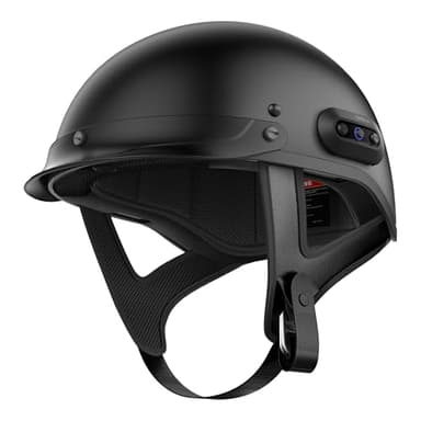 Sena Cavalry 2 Mesh Intercom Enabled Motorcycle Half Helmet, Integrated Communication System (Matte Black, Large)