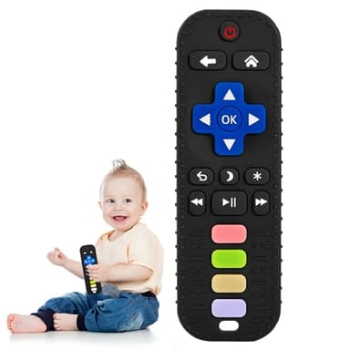 Avkast Teething Toys for Baby 3 6 12 18 Months, TV Remote Control Shaped Baby Teether Toys Chew Toys, Food Grade Silicone Teething Toys for Infants, BPA Free, for Baby Gum Relief
