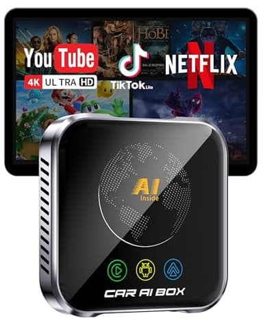 ZYW Magic AI Box Wireless CarPlay Adapter, Fast Car Video Box Plug & Play, Easy Setup, Supports Netflix/YouTube/TF Card Streaming Equalizers and More for OEM Wired CarPlay/Android Auto Cars (Gray)