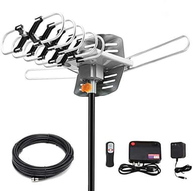 2026 Digital HD TV Antenna Outdoor,150+Mile Motorized 360 Degree Rotation,33FT RG6 Coax Cable, Coaxial Grounding Block,Support 2 TVs,4K 1080p All Smart/Old TVs VHF