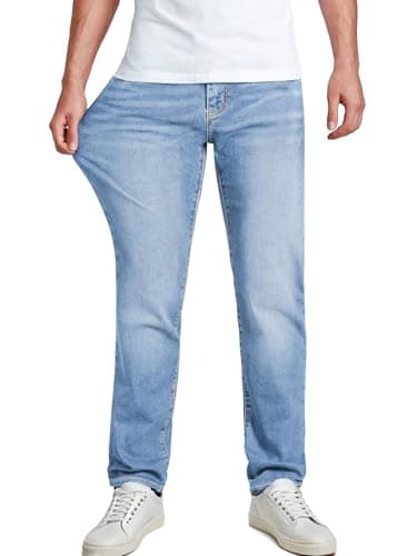 JMIERR Men's Jeans Fit Comfort Flex Jean for Man Stretch Denim Sweatpant Jeans Straight Leg Pants with 5 Pockets, 3XL, Beau Blue
