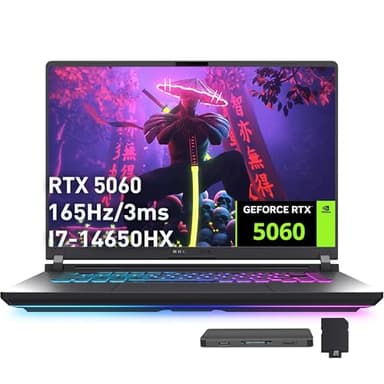 ASUS ROG Strix G16 16" FHD+ 165Hz Gaming Laptop, Intel i7-14650HX (Beats Intel i9-13900), GeForce RTX 5060, 64GB DDR5 RAM, 2TB SSD, Backlit Keyboard, Wi-Fi 7, Gray, Win 11,1TB Docking Station Set