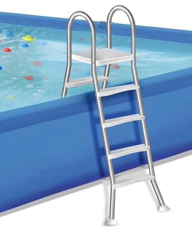 Stable Pool Ladder for Above Ground Pool, Thicken 304 Stainless Steel Above Ground Pool Ladders for Outdoor, 4 Steps Pool Steps Ladder, Capacity 550 Lb Heavy Duty Pool Stairs