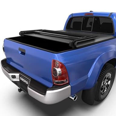 oEdRo Soft Tri-fold Truck Bed Tonneau Cover Compatible with 2005-2015 Toyota Tacoma with 5ft Bed, Fleetside with Track Rail System