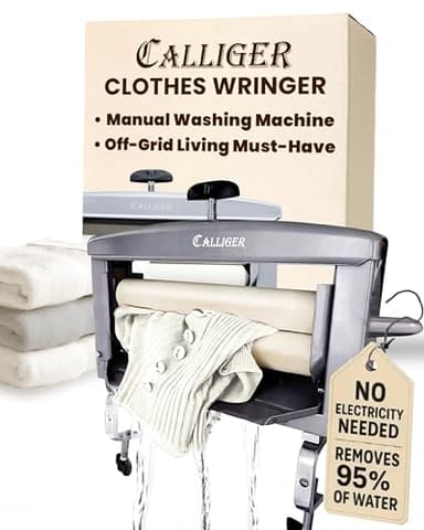 Northwood Calliger Clothes Wringer – Manual Laundry Wringer for Better Moisture Removal Than Portable Washers or Dryers – Heavy‑Duty Off‑Grid Washing Machine Alternative - Gray