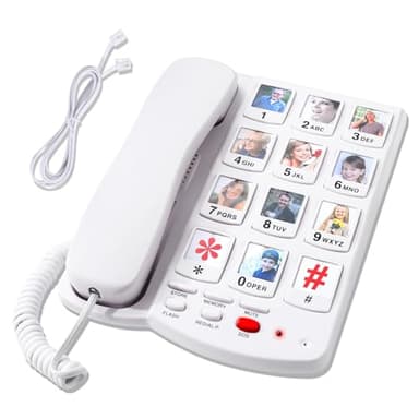 Big Button Phones for Seniors, Phone for Elderly with Dementia - 110dB Ringer Home Phone with 10 Photo Buttons for Easy Dialing - Hearing Impaired Telephone, Corded Landline Phones for Home
