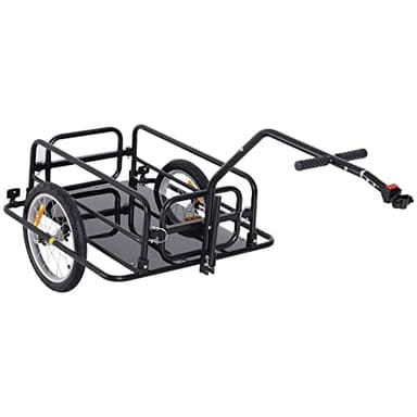 Aosom Bike Cargo Trailer, Bicycle Trailer, Heavy-Duty Bike Wagon Cart, Foldable Compact Storage, with Universal Hitch, 16" Wheels, 88 lbs. Capacity, Black