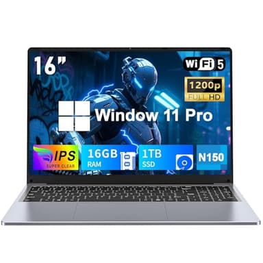 FUNYET Laptop Computer, Gaming Laptops 2026, 16 Inch Lap Top PC Window 11 Pro, 16GB RAM 1TB SSD, Int N150 Processor(up to 3.6GHz), Office 365, 2-Year Warranty, Students, Business