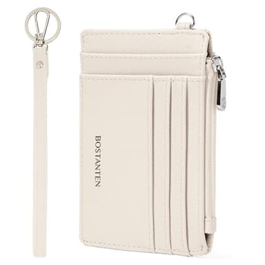 BOSTANTEN Small Wallet For Women RFID Leather Credit Card Holder Slim Wristlet Keychain Wallet With Zipper Pocket
