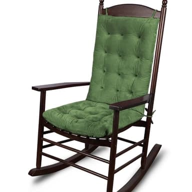 ELFJOY Rocking Chair Cushion Large Rocking Chair Pads with Ties Premium Tufted High Back and Seat Cushion 2 Piece Set Green