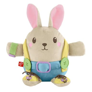 Fisher-Price Toddler Educational Toy Learn to Dress Bunny Plush Animal Activity Doll for Preschool Kids Ages 2+ Years
