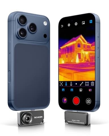 REVASRI Thermal Camera for iPhone and Android, 320×240 Super IR Resolution Thermal Imaging Camera, -4℉ to 842℉ Temp Range, Compatible with USB-C iOS & Android Device