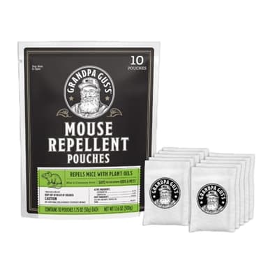 Grandpa Gus's Extra-Strength Mouse Repellent Pouches, Cinnamon/Peppermint Oils Repel Mice from Nesting & Freshen Air in Car/RV/Boat/Garage/Shed/Cabin, 1.75 oz (Pack of 10)