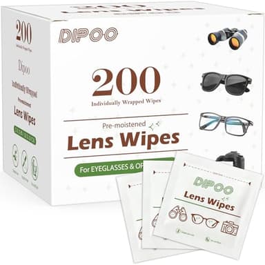 200 Count Lens Wipes for Eyeglasses, Eye Glasses Cleaner Wipes Pre-moistened Individually Wrapped Sracth-Free Streak-Free Eyeglasses Cleaning for Sunglass, Camera Lens, Goggles