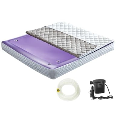 Ustenroya Free Flow Full Wave Water Mattress, Square Waterbed Mattress for Adults, 7.9" Thick PVC Softside Water Bed with Removable Cover, Protable and Foldable, Dual Air Valves (King - 76" x 80")
