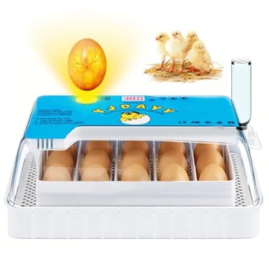 Incubators for Hatching Eggs 15-35 Eggs Incubator with Automatic Egg Turning and ℉Temperature Display LED Candler Poultry Incubator for Hatching Chicken Duck and Quail Incubator (Blue)
