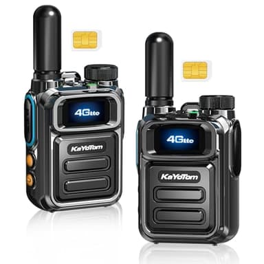 KAYOTOM Global Walkie Talkies Unlimited Range POC 4G Nationwide Long Distance 5000 Miles PTT Push-to-Talk Over Cellular Handheld Long Range Two Way Radio for Team Management (Black, 2-Packs)