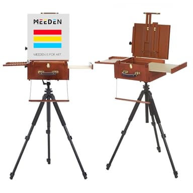 MEEDEN Plein Air Easel - Portable Tabletop for Outdoor Painting, Pochade Box with Travel Tripod, Multi-Functional Outdoor Sketching