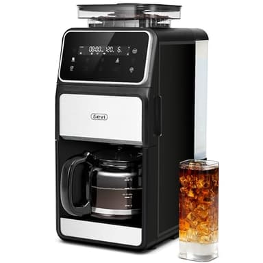 Gevi 10 Cup Drip Coffee Maker with Built-in Grinder, Grind ＆ Brew Burr Combo Coffee Machine with Touch Screen, Programmable, 4-Hour Warm Plate, Permanent Filter, Coffee Carafe