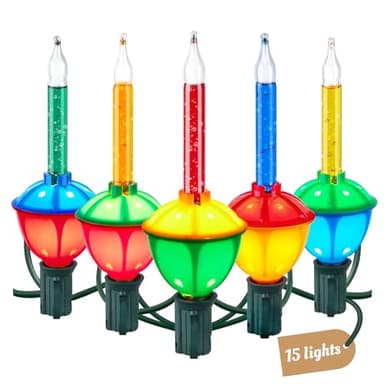 Minetom Christmas Bubble String Lights - 15 Counts Christmas Lights Bulb, Multicolor Bubble Decorative Lights for Christmas Tree Holiday Celebrations Lighting, Multicolor