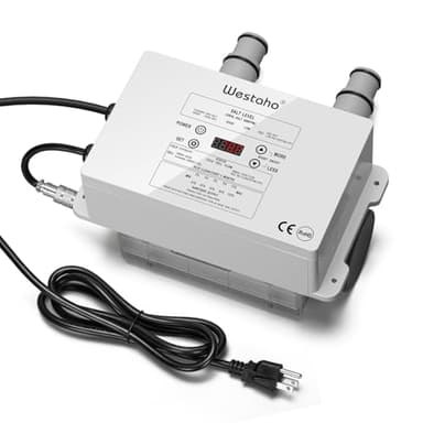 Salt Chlorine Generator, Westaho Salt Water Pool Chlorinator System with USA-Made Titanium Cells, for Above Ground Pools Up to 15,000 Gallons, Compatible with Intex Pools, IP66 Waterproof